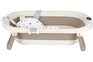HUOLE Baignoire Bebe Pliable Coussin Pour Bain Douche Begnoire Enfant Antiderapant Bouchon Confort Voyage 0-3 ans sur Pied Bathtub- Facile d'utilisation- A-43 * 71 * 18,5 cm (kaki)