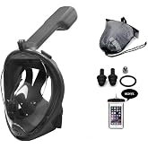 Full Face Diving Mask Anti-Fog Snorkel Fullface Swimmer Mask Black
