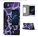 Produktbild Leder PU Flip Case 2-in-1 ISENPENK Für 5,2-Zoll Huawei P9 Hülle Leder Muster Tiere [Lila Butterfly Schmetterling] Window View Fenster Schutzhülle Bookstyle Cover Schale Stand Ständer Tasche Leder mit Weich TPU Innere Brieftasche