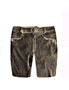 Herren Trachten Lederhose Trachtenlederhose Kurze Tracht Braun +Gürtel Gr.50#10