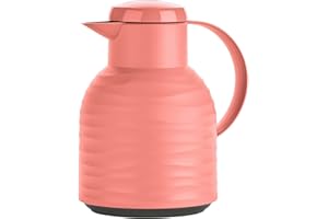 Emsa Samba Wave N40107 Jarra térmica | Quick Press plástico | Frasco aislante de cristal | Cafetera: 12 h caliente/24 h frío | 100% estanco | Coral Wave | 1,0 litros