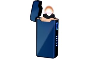 SKRFIRE Premium Windproof Arc Lighter - USB-C Rechargeable Plasma Flame for Camping, BBQs & Candles | Large Flame with Battery Indicator | Perfect for Outdoor Adventures & Home Use(Blue)