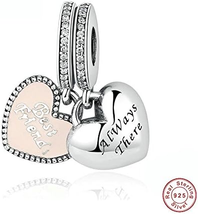 MOCCI 2016 Pre-Autumn DIY Fits for Pandora Bracelets Best Friends Silver Beads Pink Enamel 100% 925 Sterling Silver Charms DIY Jewelry