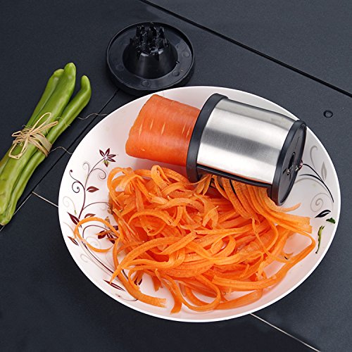 Best Utensilien Spiralschneider Spiralizer Gemüse Zucchini Nudeln Spaghetti Pasta Maker zoodler Spiralizer Schneide mit Reinigungsbürste, Handheld Schwarz - 3