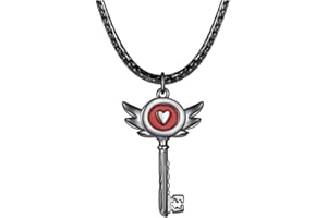 XYYYHTL Hazbin Hotel Necklace Anime Character KeeKee Heart Wing Pendant Hazbin Hotel Key Necklace Jewelry Gift for Fans