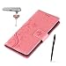 Produktbild LG V10 Hülle, LG V10 Schutzhülle, Alfort 3 in 1 Lederhülle Fashion Design Premium PU Leder Hohe Qualität Tasche Case Cover Kasten Abdeckung Wallet für LG V10 5.7" Smartphone Funktion Standfunktion Unterstützte Telefone und Magnetverschluss mit Schmetterling ( Rosa ) + Alfort Schwarz Stylus Pen + Netter Staub Stecker