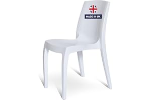 4 FRONT FURNITURE 1 x GARDEN Chair White Gloss | Stackable,100% Recyclable, Strong, Stain & UV Resistant, Made in UK, Easy to Clean, Durable, Stylish, Comfortable, Garden, Patio, Lawn, Balcony, Outdoor