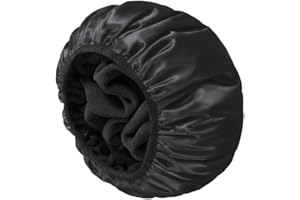 E ENASUE Duschhaube für Langes Haar, Große 3-Lagige Wasserdichte Duschtüte, Wiederverwendbar, Ideal für Reise und tägliche Pflege (Schwarz)