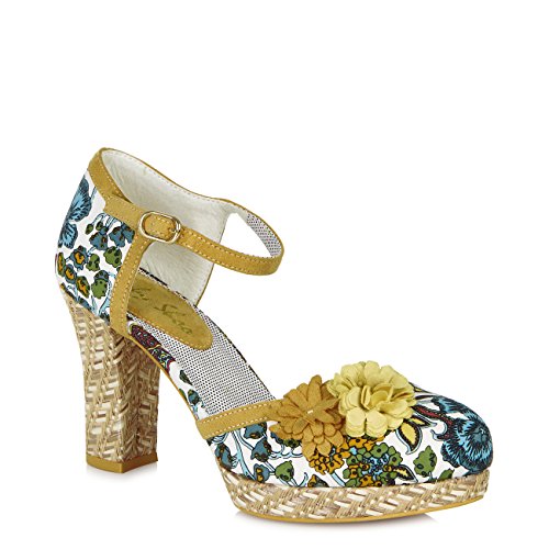 Ruby Shoo Womens Flo Mango Floral Platform Bar Shoe Uk