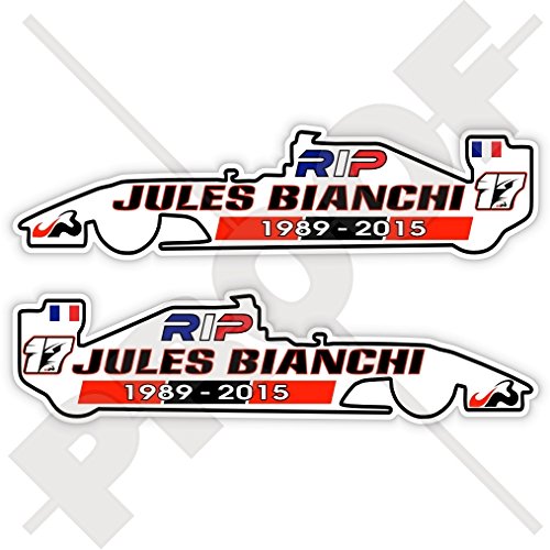 Jules Bianchi RIP Formula 1 F1 Racing Driver 75mm (3") Vinyl Bumper-Helmet Stickers, Decals x2