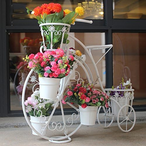 Creative european-style bicycle flower stand iron art multilayer balcony floor showy green radish flowerpot-C