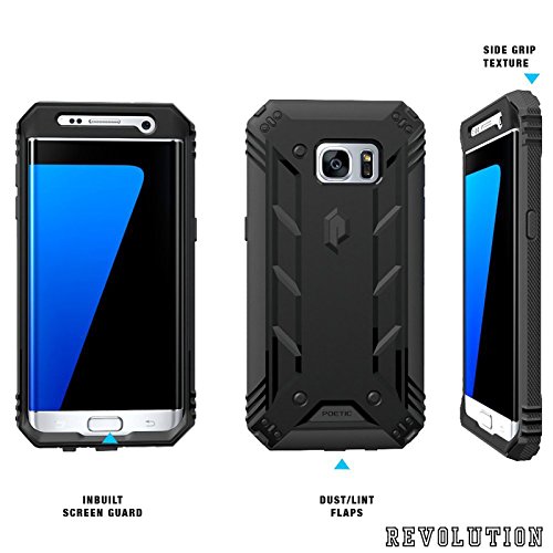 Funda Galaxy S7 Edge - Poetic  Serie Revoluci  n   Pesada   Doble Capa  Funda de Protecci  n Hibrida Completa con Protector de Pantalla Incorporado para de Samsung Galaxy S7 Edge Negro
