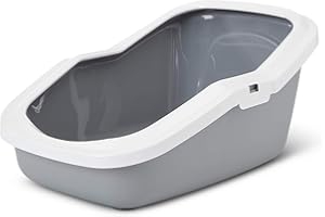 PETGARD Katzentoilette Schalentoilette Katzenklo mit Rand ASEO grau-weiß 56 x 39 x 27,5 cm