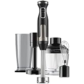 BLACK+DECKER BXHBA1500E 1500W Hand Blender, Potato Mill and Chopper | 20 Speeds + Turbo, 4 Ice Crushing Blades, 800 ml Tumble
