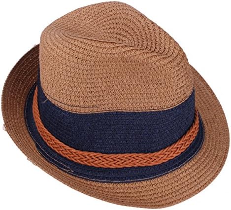 YOPINDO Panama Style Straw Fedora Hat Unisex Foldable Wide Brim Sun Hat (9218 Khaki)