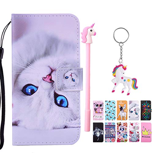 E-Mandala iPhone 6S/6/6 Plus/6s Plus Case PU Leather Flip Case Wallet Cover + Unicorn Keychain + Pen
