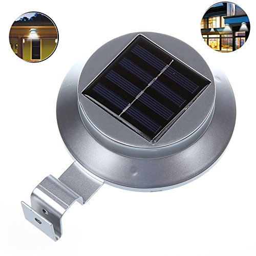 Minidiva Solar Zaun Licht mit 3 LEDs - Garten Solarleuchte für Haus, Zaun, Garten, Garage und Gehweg Beleuchtung 1.2V/1200mAh AA Ni-MH(Weiß)