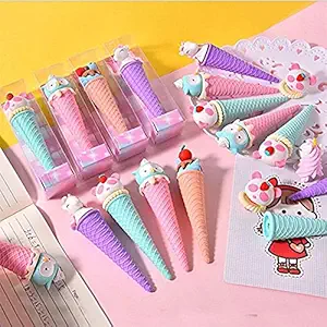 AV Cute 3D Long 12 cm Ice- Cream Food Erasers Set (Any 2pcs) for Kids Return Gift Kanjak Birthday Present Party Props