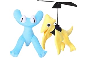 KOSTIZ Rainbow Friends Plush Cyan Chapter 2 Characters Rainbow Friends toys Yellow Series Looky Plushie Stuffed Animals Doll Toys, Collect all your New Rainbow Friends Today (Cyan+Yellow)