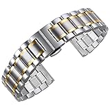 High-End-Edelstahlarmbänder mit geradem und gebogenem Ende Armbanduhrarmband-Armbandersatz 24mm schwarz