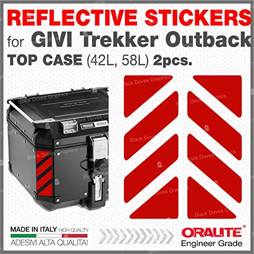 2pcs RIFRANGENTI ADESIVI ?ompatible con GIVI Baúl Trekker Outback Monokey 37 42 48 L, Aluminio Top Case (Red 030)