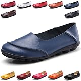 rindspaltleder Hishoes Damen Casual Mokassin Leder Loafers Fahren Flache Schuhe