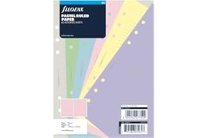 Filofax B132610 - Recambio organizador, tamaño A5, colores pastel y papel rayado
