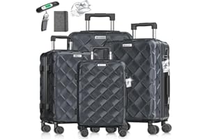 KESSER® Reisekoffer Set 4-teilig | Kofferset ABS Hartschalenkoffer mit Zahlenschloss, Kofferwaage & Reisebrieftasche 360° Rollen | Handgepäck & große Koffer für Business & Reise Trolley Charcoal