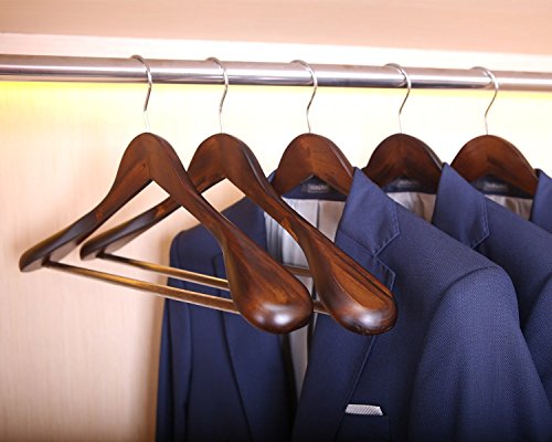 J. S. Kleiderbügel aus Holz von dem Guger Baum, extra breiten Schulter Anzug Kleiderbügel, Holz Kleiderbügel für Mantel und Hose, Retro-Finish, 5 Stück - 6