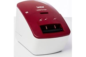 Brother QL-600R czerwona drukarka etykiet (interfejs USB, druk kodów kreskowych, automatyczna jednostka tnąca), 130, QL600RXX1