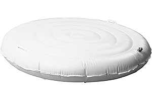 Lwuey Inflatable Hot Tub Cover, 140cm Round Protective Windproof Rain Snow Proof Protector Overflow Foldable Energy Saving Lid for Portable Thermal Insulated Tubs Replacement Accessories