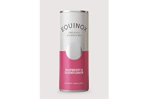 Organic Kombucha Soft Drink w/Raspberry & Elderflower 250ml can by Equinox Kombucha. Price is for a Pack of 4
