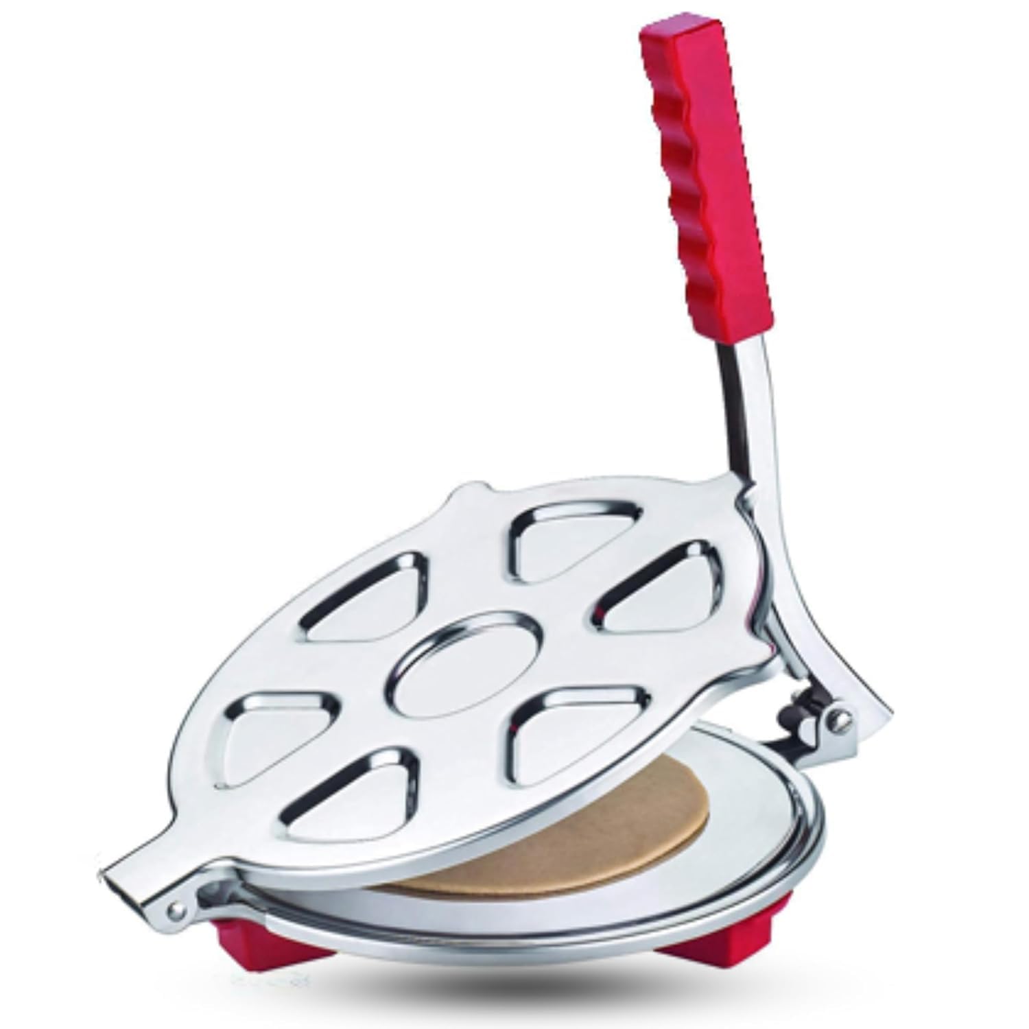 BLLUEX Heavy Weight Stainless Steel Puri Maker Press Machine with Handle, Manual Stainless Steel Poori Press, Papad/Khakhra/P