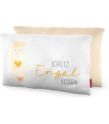 La Vida GmbH Schutzengel Kissen - Weißes Zierkissen Mit Engelsmotiv