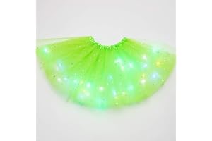 DONEMORE7 Jupe tutu à paillettes pour petites filles - Tutu lumineux à LED - Couleurs fluo - Robe de danse - Vêtements de princesse - Ballet pour enfants de 3 à 8 ans