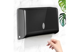 KITERI Paper Towel Dispenser, Wall Mounted Multifold Tissue Dispenser C-Fold Paper Towel Holder Commercial Paper Towel Dispenser for Hotels Restaurants Kitchen Bathroom, Holds 200 Paper-Black