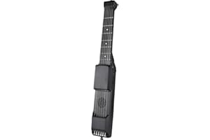 PILIPANE Guitarra eléctrica inteligente 7 trastes guitarra de viaje portátil con sintonizador digital METRONOME MIDI Función Capo digital para principiantes Viajes negros 20.8 pulgadas