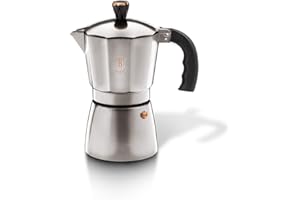 BELINGER HAUS 6 Cup Mixer Stovetop Coffee Maker Moka High Gloss Finish Italian Style Aluminum Espresso Coffee Maker Suitable for Homemade Coffee (Moonlight)