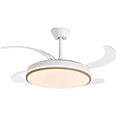 DUPI COSMOS WOOD Ceiling Fan with LED Light and Retractable Blades | Silent DC Motor | 6 Speeds | Summer/Winter | Remote Cont
