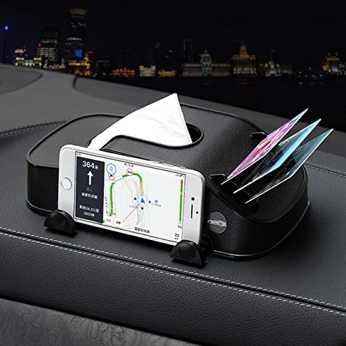 Preisvergleich Produktbild Eleganantstunning Auto Taschentuchbox Multifunktionale Handyhalterung Einlage Auto Taschentuchbox Container 3 in 1 Papierhalter schwarz