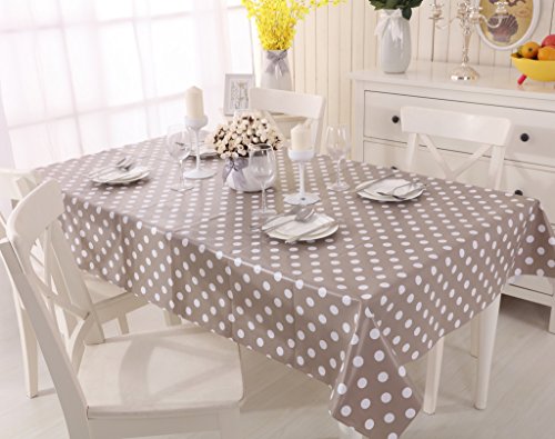 Vinylla Mantel para mesa (PVC, fácil limpieza), diseño de lunares, color gris y blanco - Small(71 x 55)