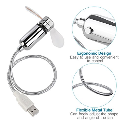PIXNOR LED USB-Ventilator Flexible Lüfter mit 64 Bunten LED für PC-Laptop Notebook (Silber) - 5
