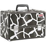 Beautify Professional Large Black Animal Print Aluminium 8 compartment Beauty Box Cosmetics & Make Up Case