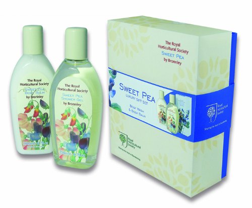 Bronnley RHS Sweet Pea Luxury Gift Set with 1 x 250ml Sweet Pea Shower Gel/ 1 x 250ml Body Balm