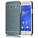 Produktbild tinxi® Harte Schutzhülle für Samsung Galaxy A3 2015 Version 4,5 Zoll Hülle Rück Schale Cover Case Schutz aus gebürstetem Aluminium Galvanotechnik Metall mit silikon Rand sowie Innenschale Dunkelblau