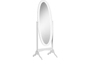 HOMCOM Miroir à Pied Ovale Shabby Chic 48L x 46l x 147H cm Blanc