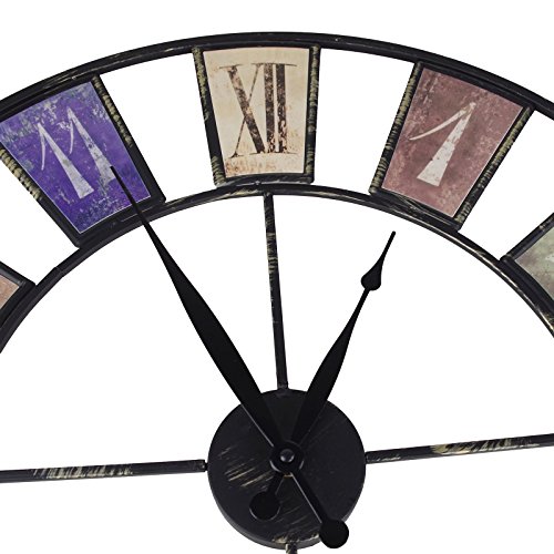 Uhr Metall Antik 60cm Wanduhr Dekouhr Wand Uhr Büro Wohnzimmer Metalluhr Retro - 2