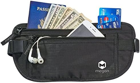 Travel Money Belt with built-in RFID Blocking - Waist Wallet, Cash Organiser, Passport Holder with Hidden Security Pouch for Men and Women, Black