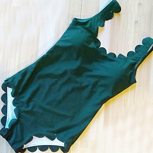 YROAR One Piece Swimsuit Floral Border Swimsuits Ruffle Swimwear Swimming Suit For Girl Off The Shoulder,L,green