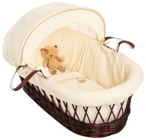 Izziwotnot Gift Cream on Dark Wicker Moses Basket